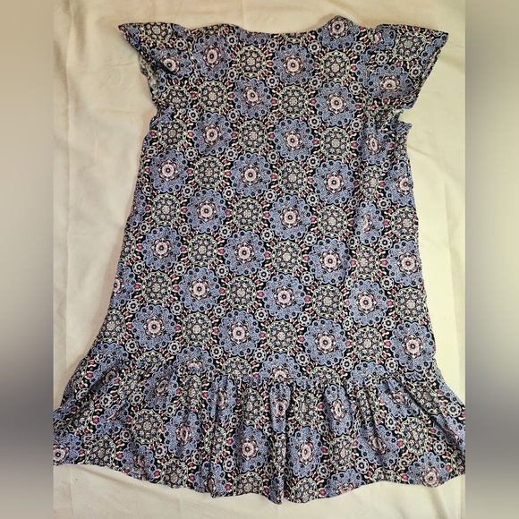 Loft Womens Blue Multicolor Patterned Short Sleeve Button Up Mini Dress Size XS - Picture 9 of 10